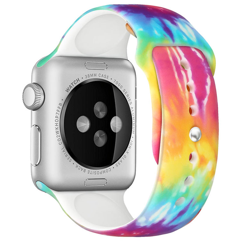 For Apple Watch Series 9 8 7 41mm 6 5 4 SE (2023) SE(2022) SE 40mm 3 2 1 38mm Silicone Watch Band Fadeless Pattern Printed Sport Strap Replacement
