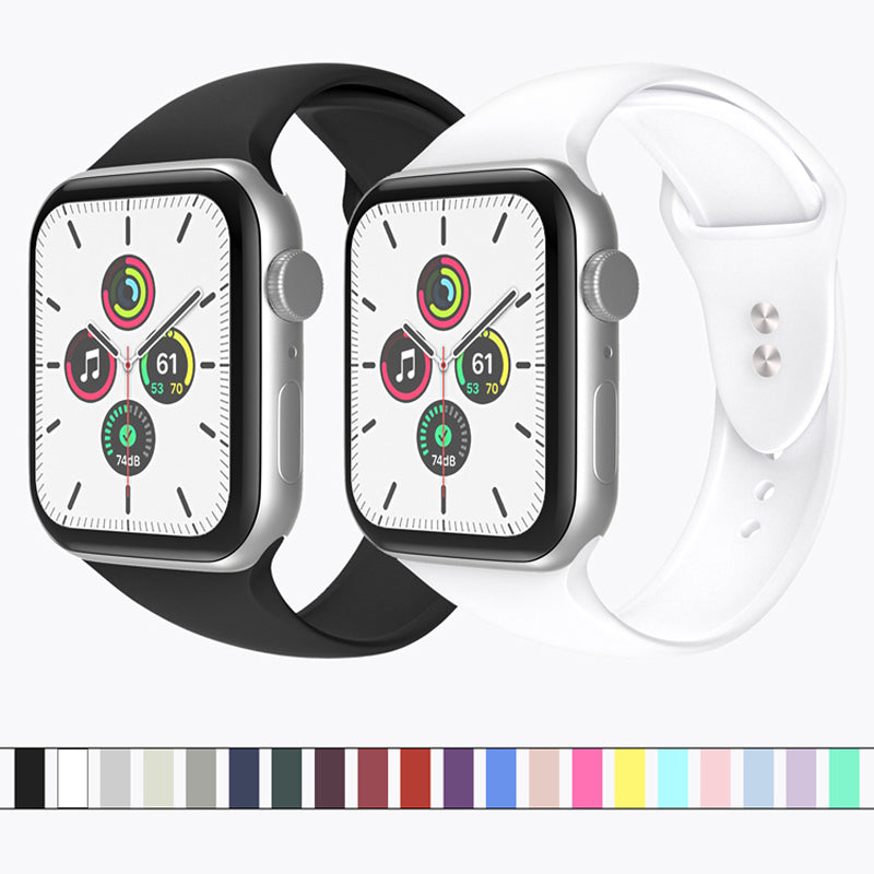 For Apple Watch Series 9 8 7 41mm 6 5 4 SE (2023) SE(2022) SE 40mm 3 2 1 38mm Watch Band Replacement Soft Silicone Sport Strap with Double Buttons Buckle Size S M
