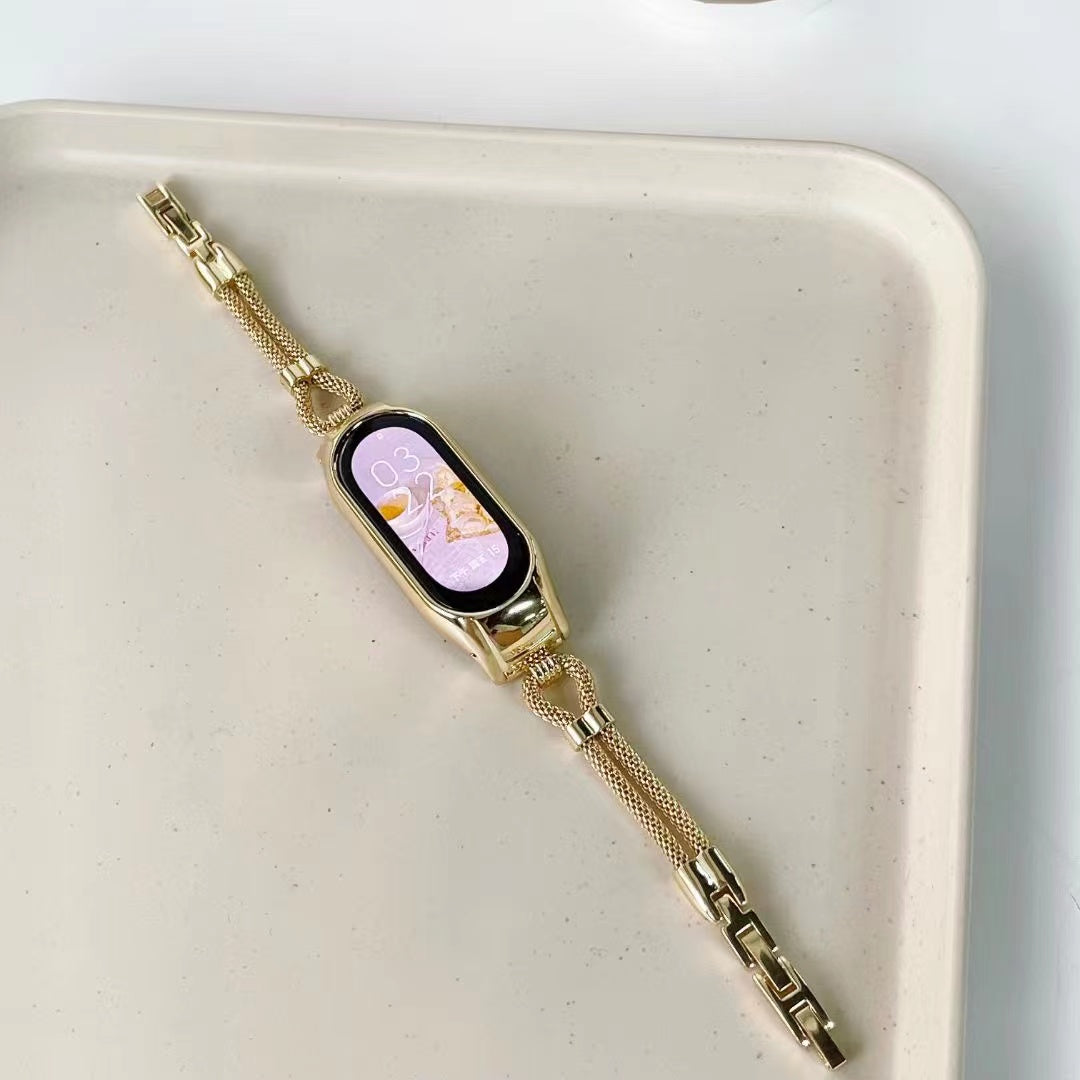 For Xiaomi Mi Band 5 6 Metal Strap with Watch Case Delicate Copper Chain Replacement Watchband