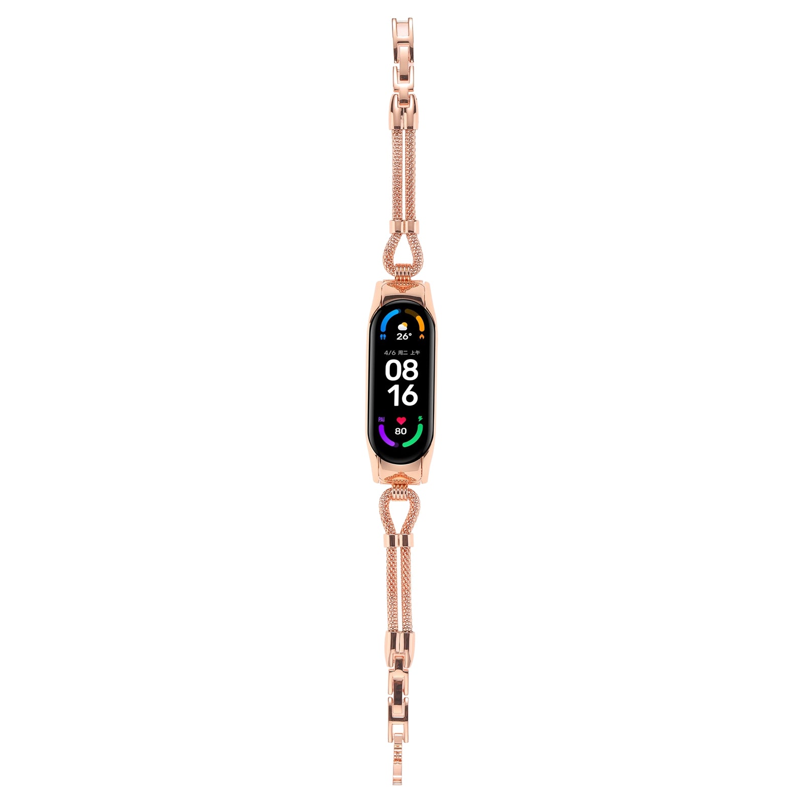 For Xiaomi Mi Band 7 Smart Watch Replacement Strap with Watch Case Delicate Copper Chain Metal Watchband