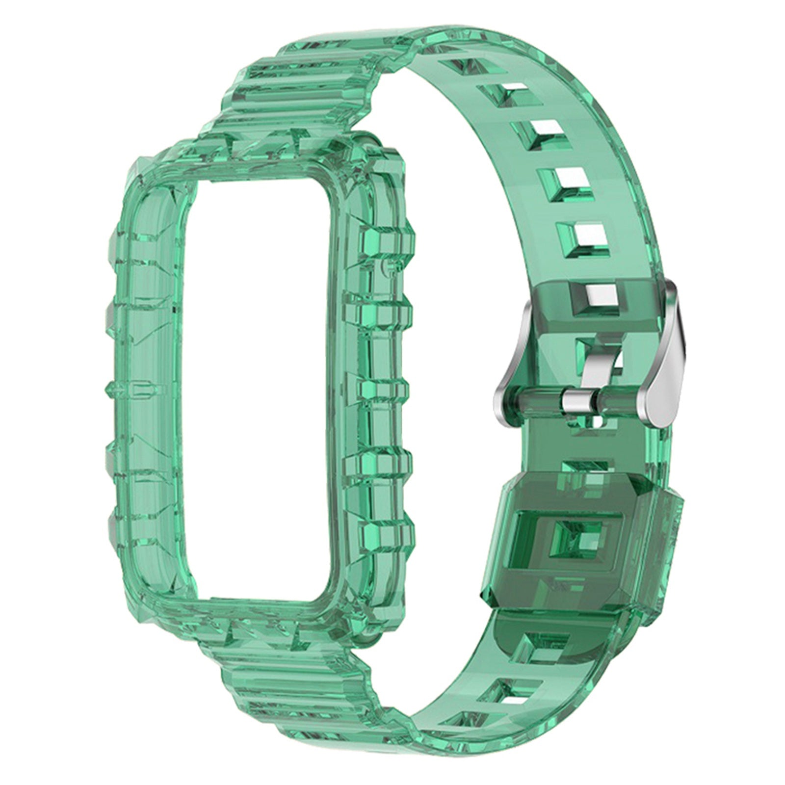 For Xiaomi Mi Band 7 Pro Solid Color Silicone Smart Watch Band with Integrated Watch Case Clear Replacement Wrist Strap