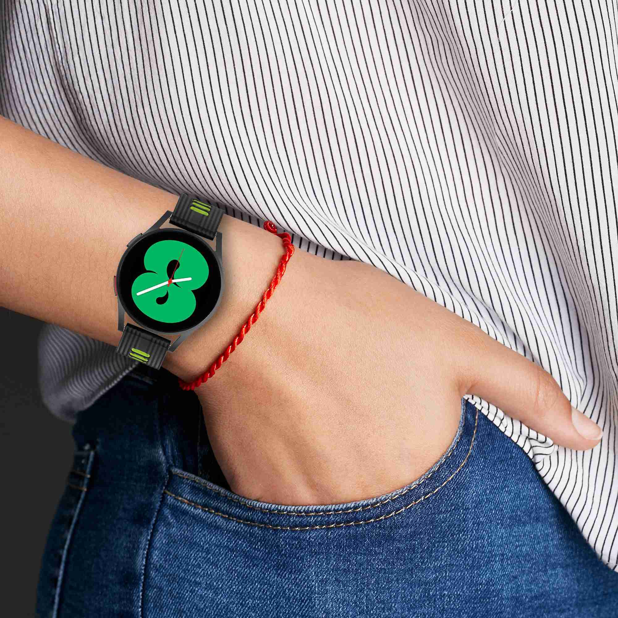 For Samsung Galaxy Watch 5 Pro 45mm Huami Amazfit Bip 3 Pro Dual Color 20mm Silicone Watch Band Stripe Design Replacement Strap