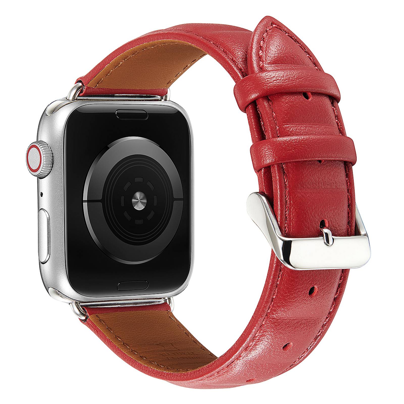 For Apple Watch Series 9 8 7 41mm 6 5 4 SE (2023) SE(2022) SE 40mm 3 2 1 38mm Square Imprinted Texture Genuine Leather Replacement Strap Wrist Band