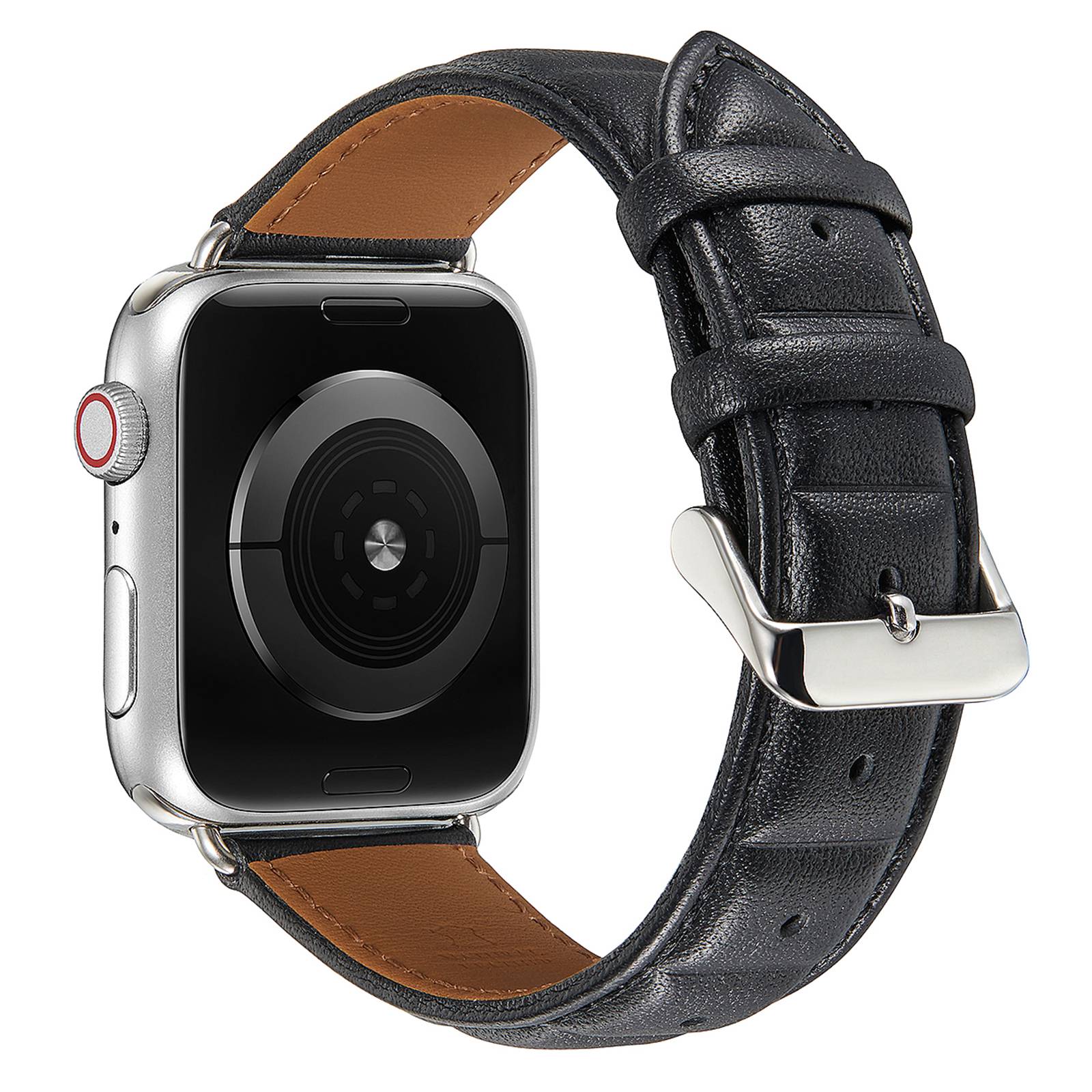 For Apple Watch Series 9 8 7 41mm 6 5 4 SE (2023) SE(2022) SE 40mm 3 2 1 38mm Square Imprinted Texture Genuine Leather Replacement Strap Wrist Band
