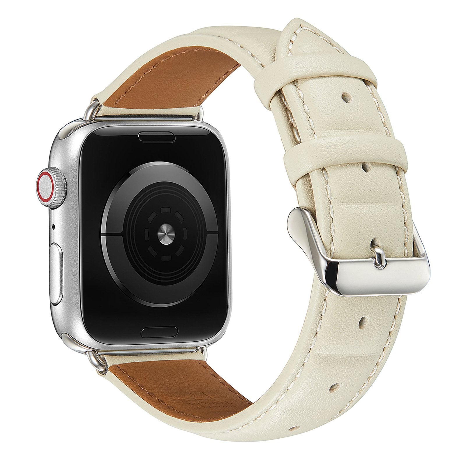 For Apple Watch Series 9 8 7 41mm 6 5 4 SE (2023) SE(2022) SE 40mm 3 2 1 38mm Square Imprinted Texture Genuine Leather Replacement Strap Wrist Band