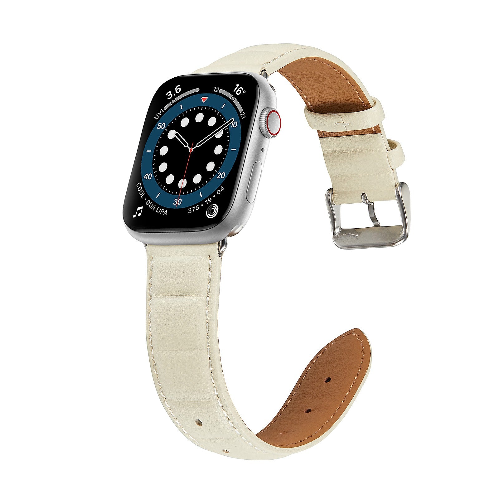 For Apple Watch Series 9 8 7 41mm 6 5 4 SE (2023) SE(2022) SE 40mm 3 2 1 38mm Square Imprinted Texture Genuine Leather Replacement Strap Wrist Band
