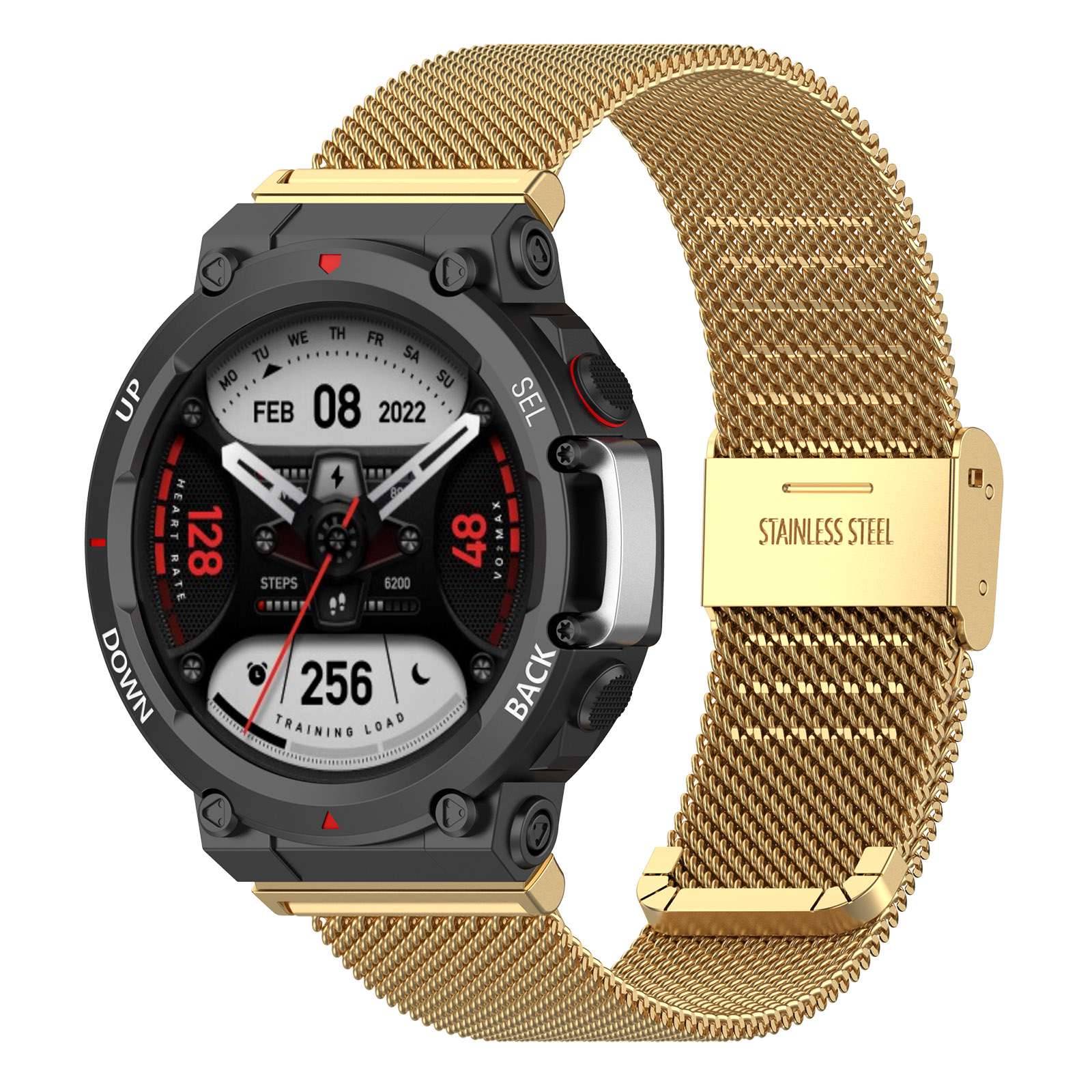 For Huami Amazfit T-Rex 2 Fine Mesh Watch Band Stainless Steel Wrist Strap with Buckle