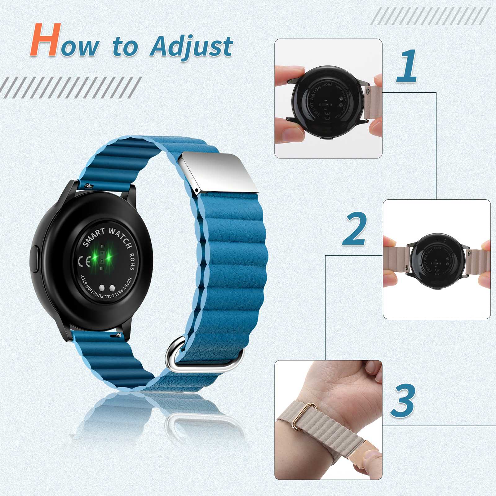 For Samsung Galaxy Watch6 40mm 44mm Watch6 Classic 43mm 47mm Watch 5 40mm 44mm 5 Pro 45mm Watch4 40mm 44mm 20mm Watch Band Genuine Leather Magnetic Strap