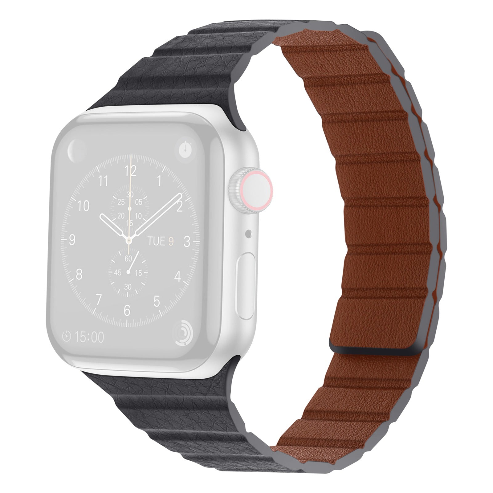 For Apple Watch Ultra 2 49mm Series 9 45mm SE (2023) 44mm Ultra 49mm 8 7 45mm 6 5 4 SE (2022) SE 44mm 3 2 1 42mm Magnetic Dual-Color Watch Band Genuine Leather Replacement Watch Strap