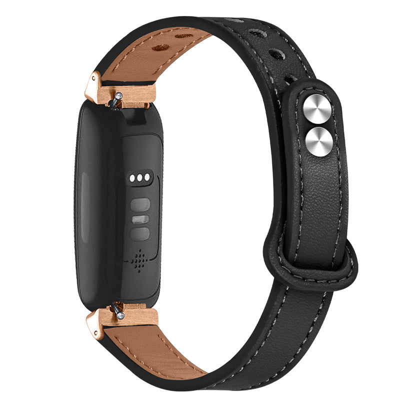 For Fitbit Inspire Inspire HR Inspire 2 Ace 2 Double Snap Button Watch Strap Genuine Cowhide Leather Wrist Band Rose Gold Connector