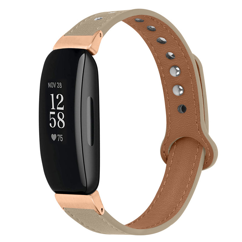 For Fitbit Inspire Inspire HR Inspire 2 Ace 2 Double Snap Button Watch Strap Genuine Cowhide Leather Wrist Band Rose Gold Connector