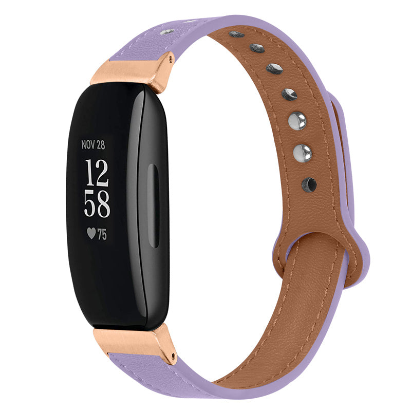 For Fitbit Inspire Inspire HR Inspire 2 Ace 2 Double Snap Button Watch Strap Genuine Cowhide Leather Wrist Band Rose Gold Connector