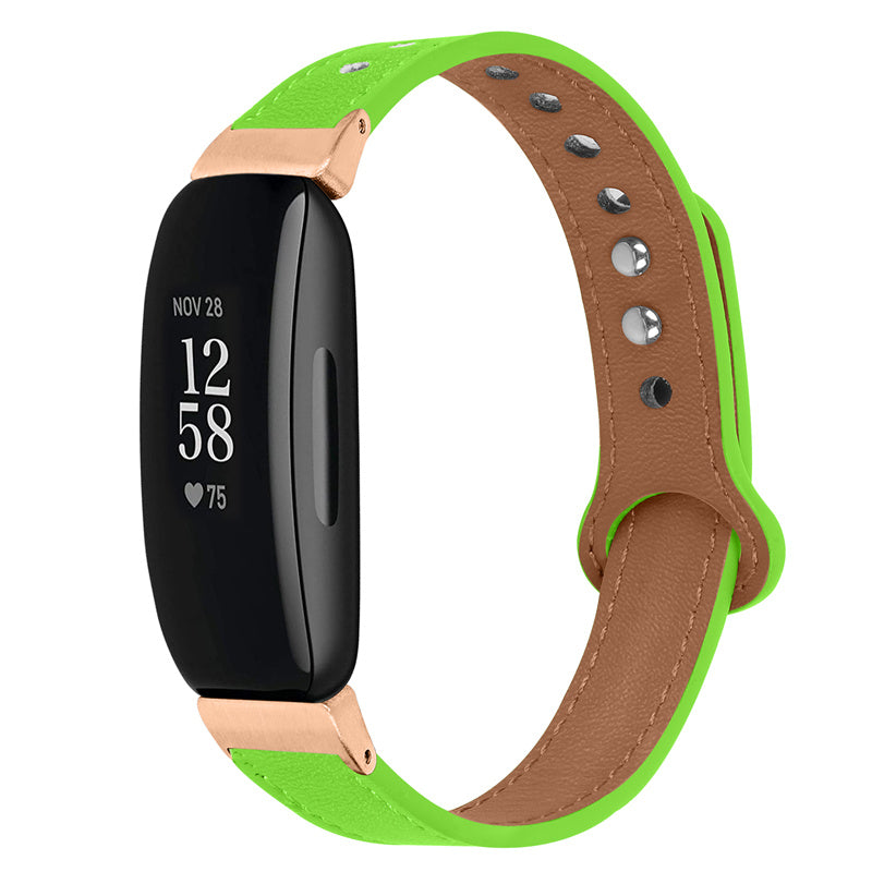 For Fitbit Inspire Inspire HR Inspire 2 Ace 2 Double Snap Button Watch Strap Genuine Cowhide Leather Wrist Band Rose Gold Connector
