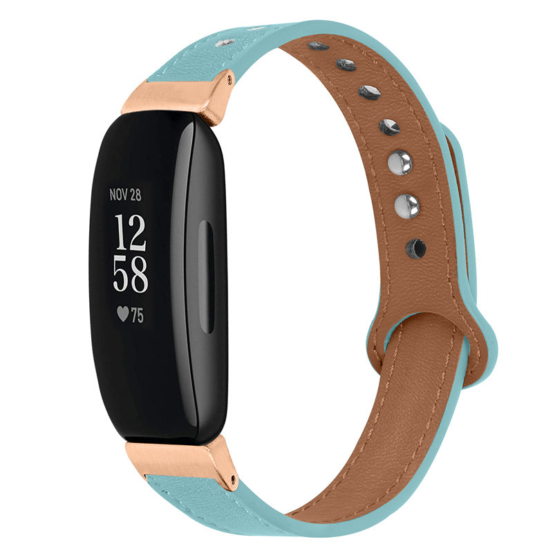 For Fitbit Inspire Inspire HR Inspire 2 Ace 2 Double Snap Button Watch Strap Genuine Cowhide Leather Wrist Band Rose Gold Connector