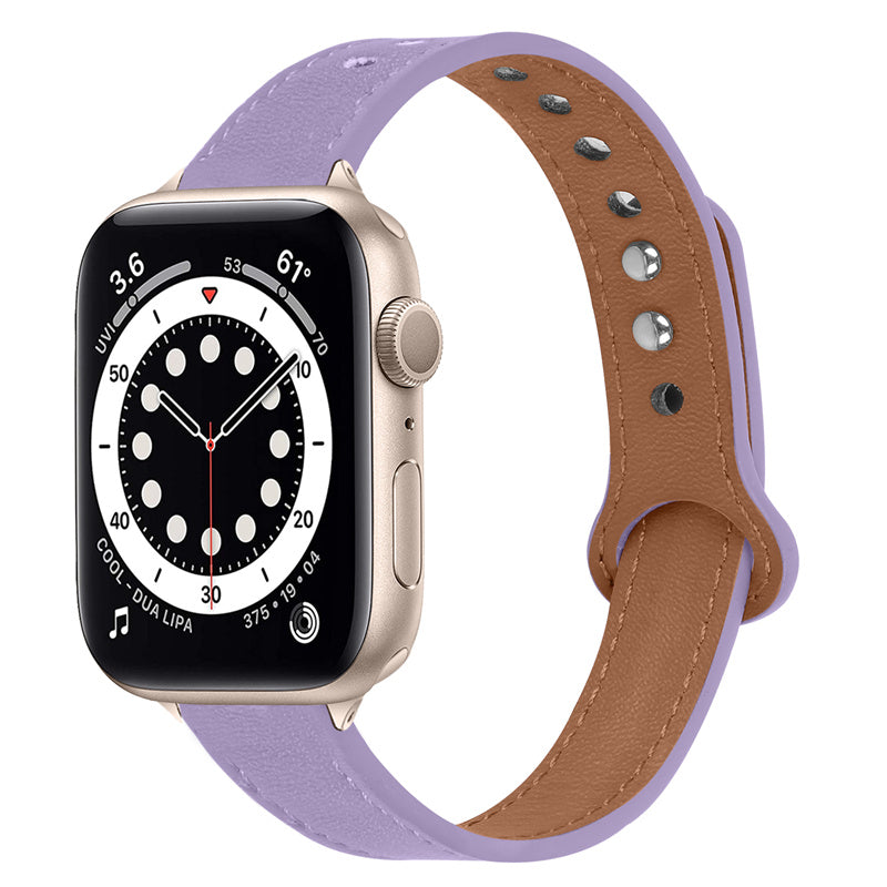 For Apple Watch Series 9 8 7 41mm 6 5 4 SE (2023) SE (2022) SE 40mm 3 2 1 38mm Genuine Cowhide Leather Watch Band Double Snap Button Watch Strap (Retro Gold Connector)