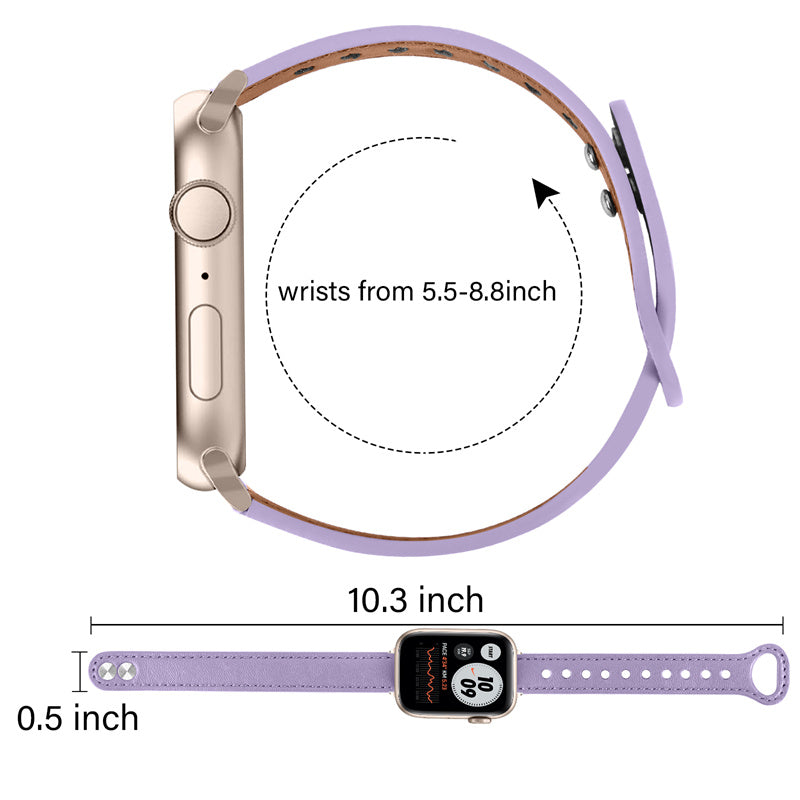 For Apple Watch Series 9 8 7 41mm 6 5 4 SE (2023) SE (2022) SE 40mm 3 2 1 38mm Genuine Cowhide Leather Watch Band Double Snap Button Watch Strap (Retro Gold Connector)