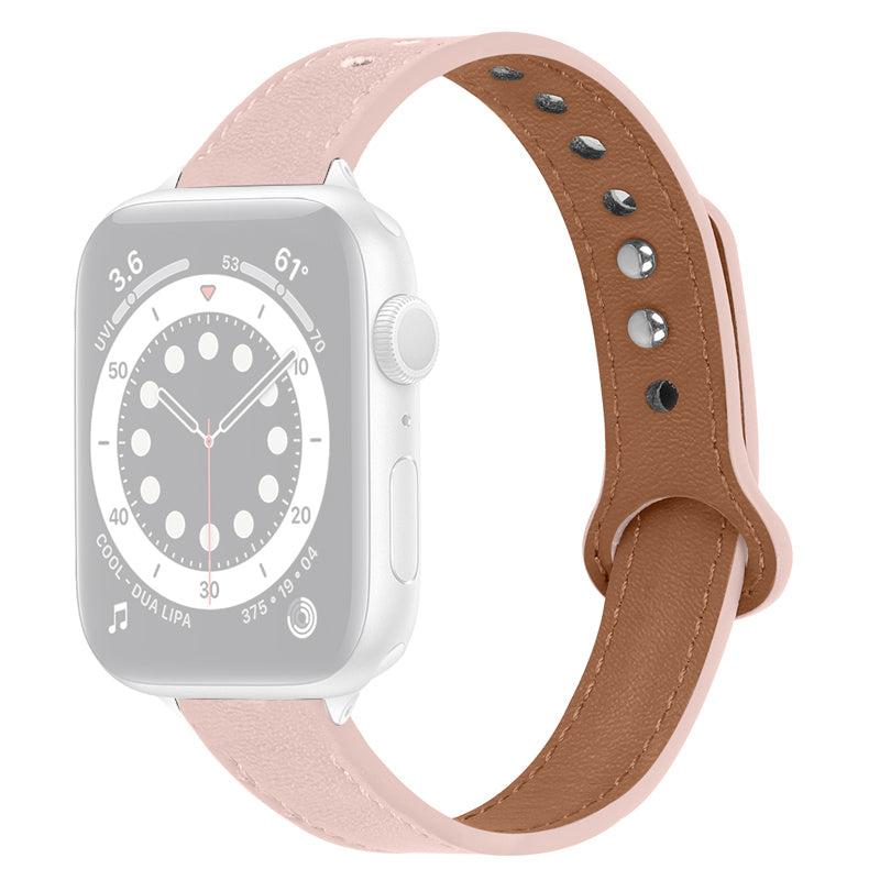 For Apple Watch Ultra 2 49mm Series 9 45mm SE (2023) 44mm Ultra 49mm 8 7 45mm 6 5 4 SE (2022) SE 44mm 3 2 1 42mm Top Layer Cowhide Watch Strap Quick Release Double Rivet Wrist Band Black Connector