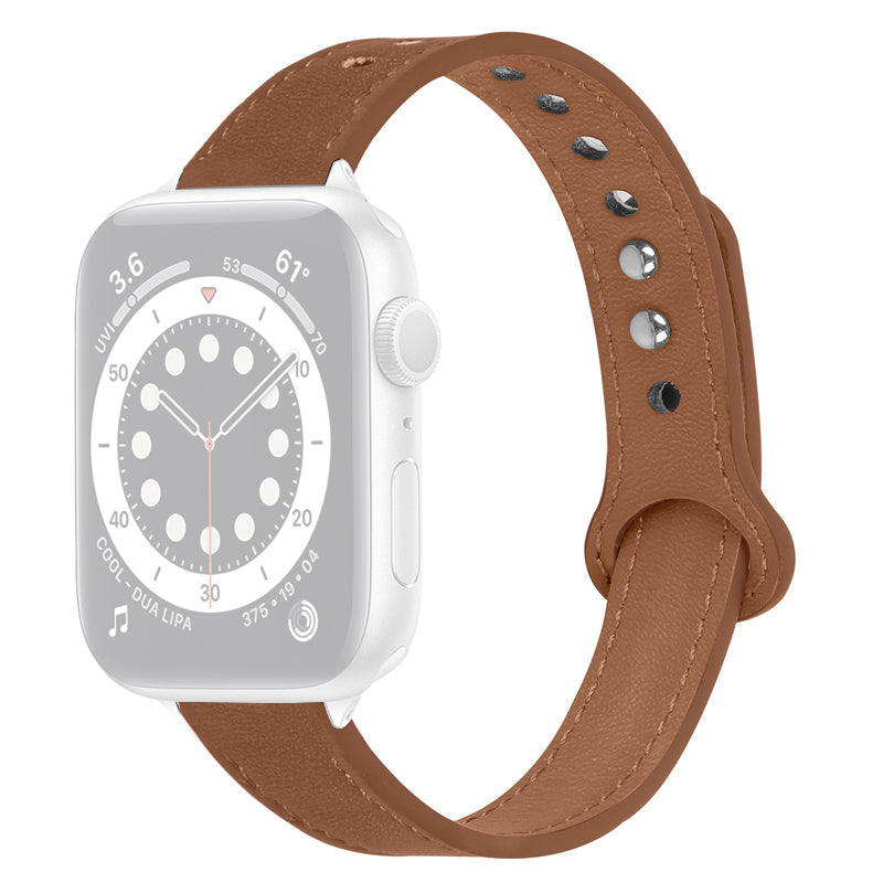 For Apple Watch Ultra 2 49mm Series 9 45mm SE (2023) 44mm Ultra 49mm 8 7 45mm 6 5 4 SE (2022) SE 44mm 3 2 1 42mm Top Layer Cowhide Watch Strap Quick Release Double Rivet Wrist Band Black Connector