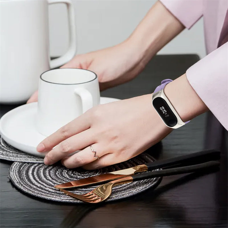 Top Layer Cowhide Strap for Xiaomi Mi Band 3 4 Double Rivet Design Wrist Band Replacement Black Watch Case