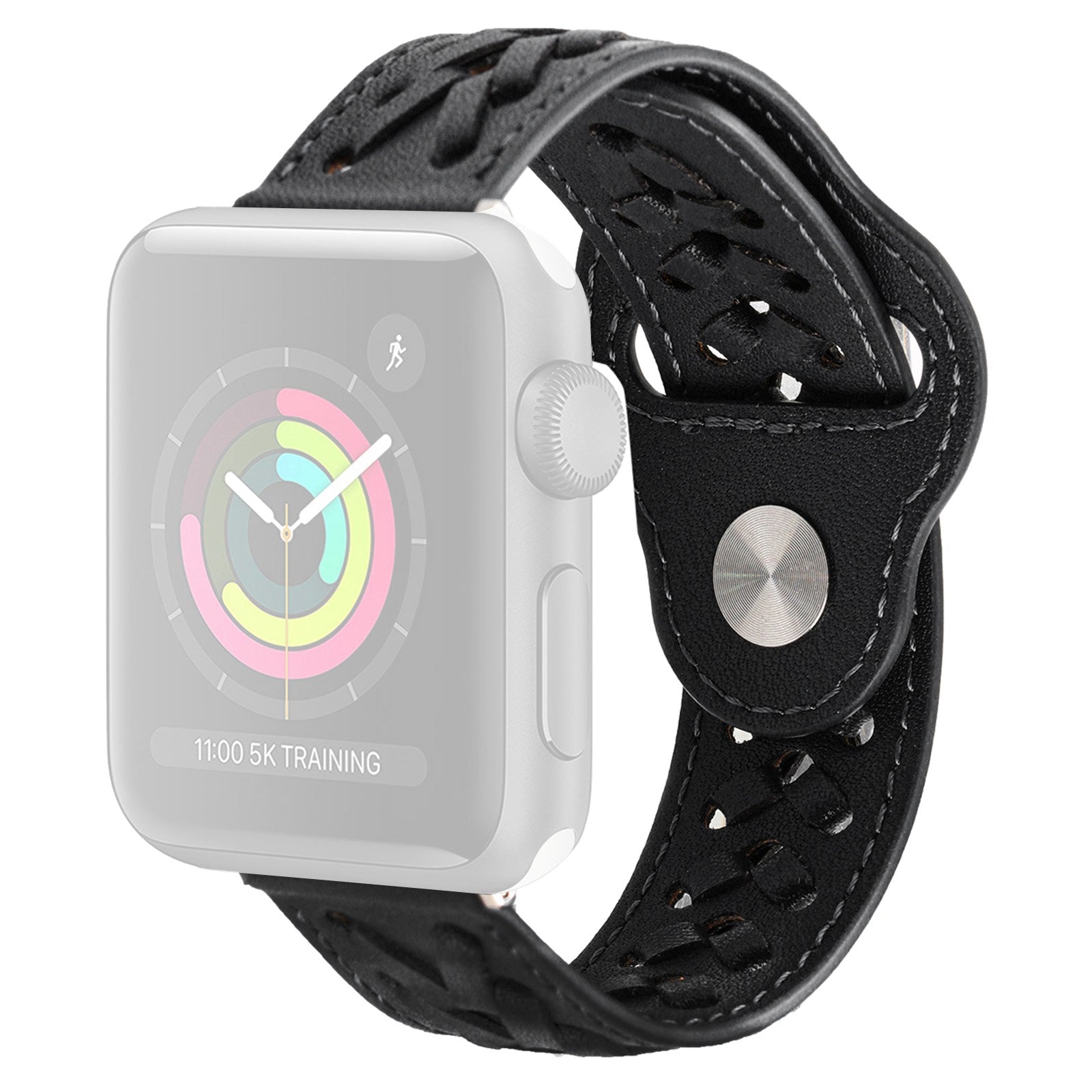 For Apple Watch Series 9 8 7 41mm 6 5 4 SE (2023) SE(2022) SE 40mm 3 2 1 38mm V-Shape Braided Watch Band Genuine Leather Watch Strap Adjustable Wristband