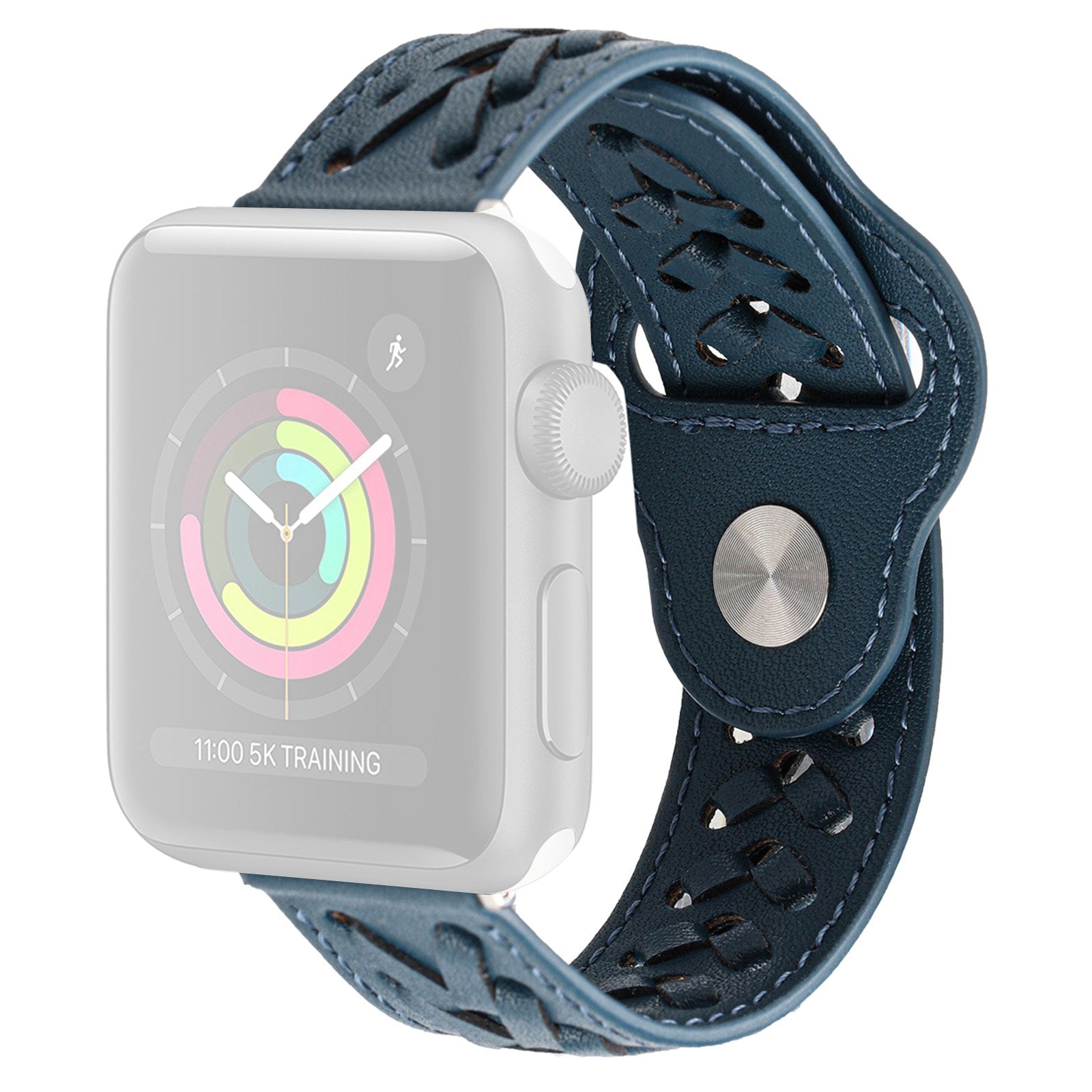 For Apple Watch Series 9 8 7 41mm 6 5 4 SE (2023) SE(2022) SE 40mm 3 2 1 38mm V-Shape Braided Watch Band Genuine Leather Watch Strap Adjustable Wristband