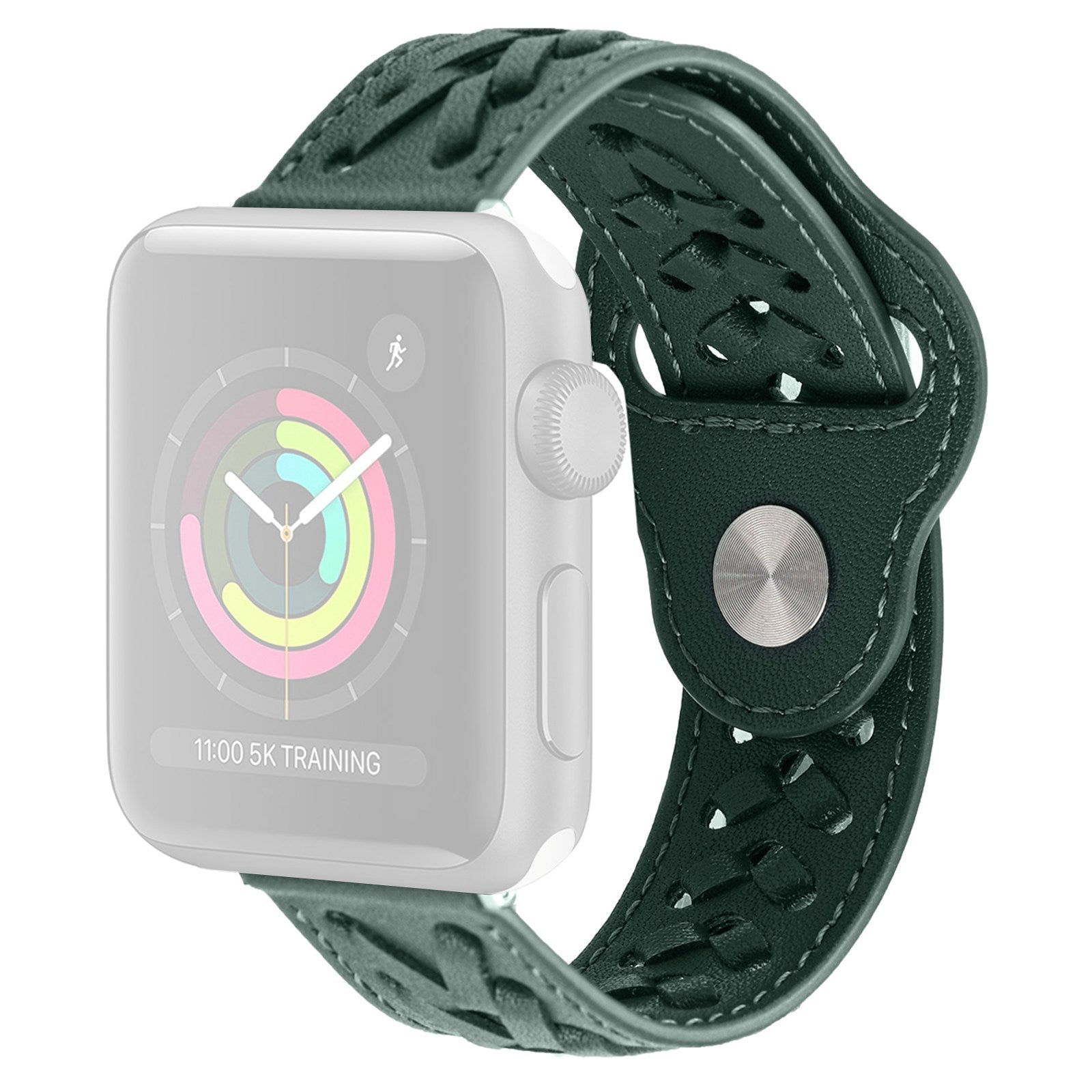 For Apple Watch Series 9 8 7 41mm 6 5 4 SE (2023) SE(2022) SE 40mm 3 2 1 38mm V-Shape Braided Watch Band Genuine Leather Watch Strap Adjustable Wristband