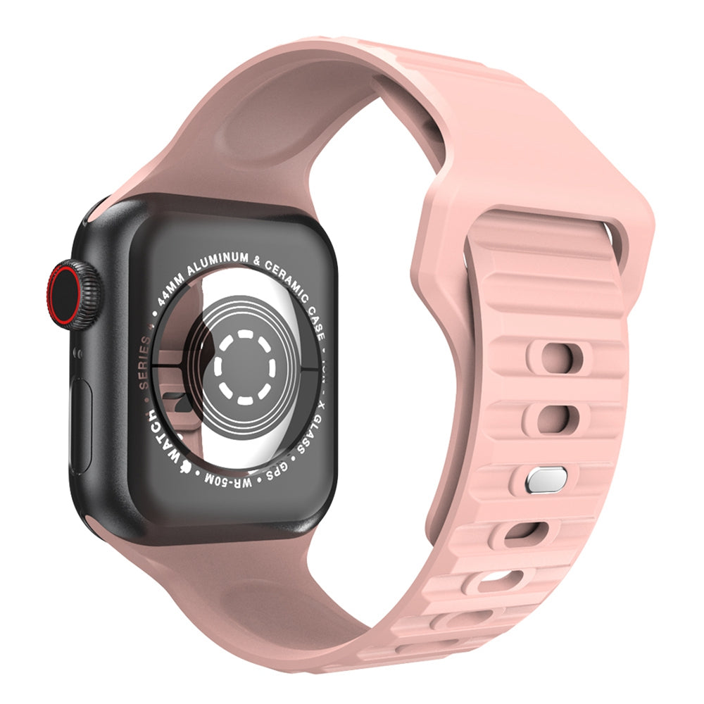 For Apple Watch Ultra 2 49mm Series 9 45mm SE (2023) 44mm Ultra 49mm 8 7 45mm 6 5 4 SE (2022) SE 44mm 3 2 1 42mm Stripe Design Silicone Wrist Band Replacement Adjustable Watch Strap