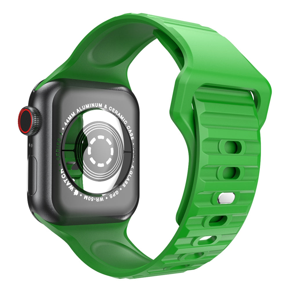 For Apple Watch Ultra 2 49mm Series 9 45mm SE (2023) 44mm Ultra 49mm 8 7 45mm 6 5 4 SE (2022) SE 44mm 3 2 1 42mm Stripe Design Silicone Wrist Band Replacement Adjustable Watch Strap
