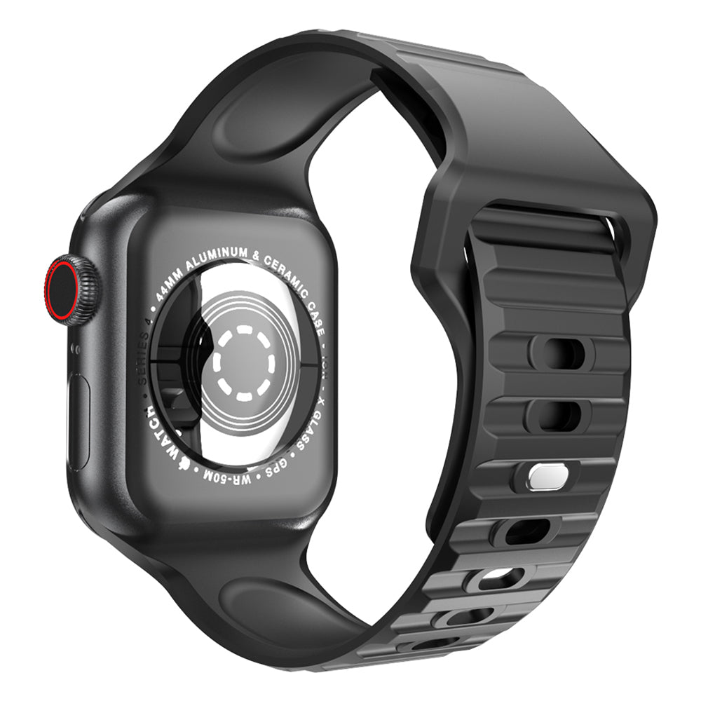 For Apple Watch Ultra 2 49mm Series 9 45mm SE (2023) 44mm Ultra 49mm 8 7 45mm 6 5 4 SE (2022) SE 44mm 3 2 1 42mm Stripe Design Silicone Wrist Band Replacement Adjustable Watch Strap