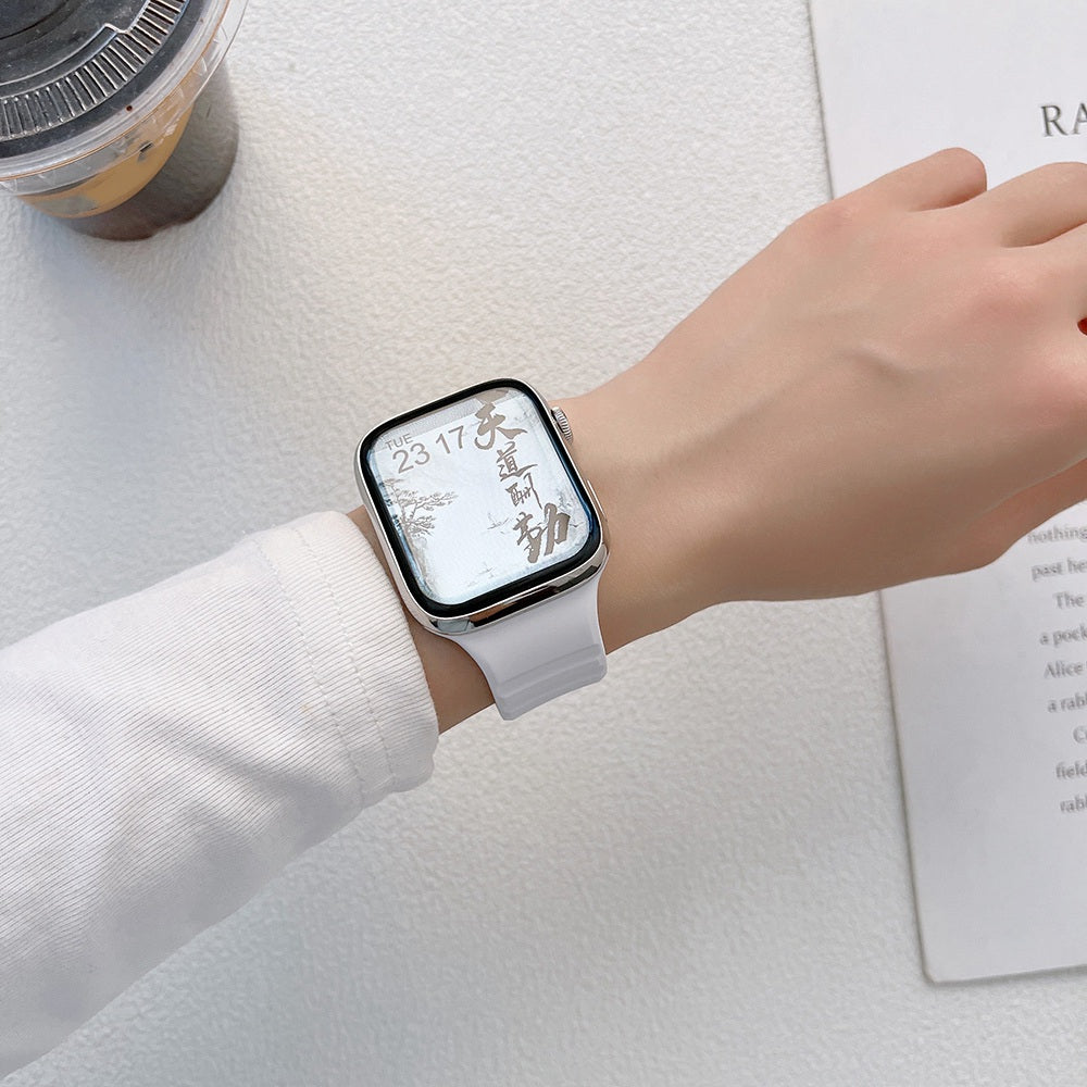 For Apple Watch Ultra 2 49mm Series 9 45mm SE (2023) 44mm Ultra 49mm 8 7 45mm 6 5 4 SE (2022) SE 44mm 3 2 1 42mm Stripe Design Silicone Wrist Band Replacement Adjustable Watch Strap