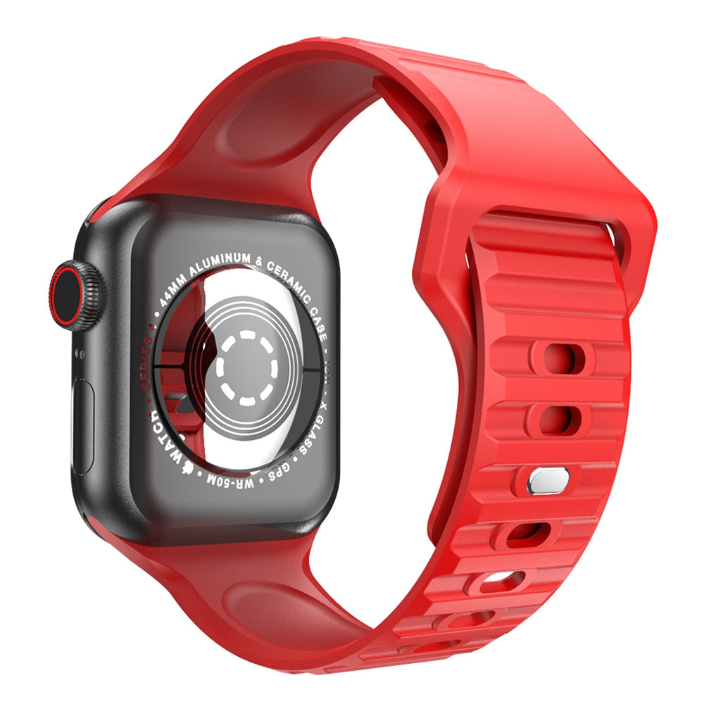 For Apple Watch Ultra 2 49mm Series 9 45mm SE (2023) 44mm Ultra 49mm 8 7 45mm 6 5 4 SE (2022) SE 44mm 3 2 1 42mm Stripe Design Silicone Wrist Band Replacement Adjustable Watch Strap