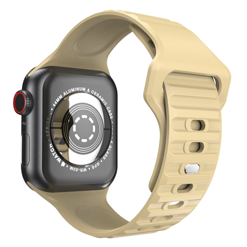 For Apple Watch Ultra 2 49mm Series 9 45mm SE (2023) 44mm Ultra 49mm 8 7 45mm 6 5 4 SE (2022) SE 44mm 3 2 1 42mm Stripe Design Silicone Wrist Band Replacement Adjustable Watch Strap