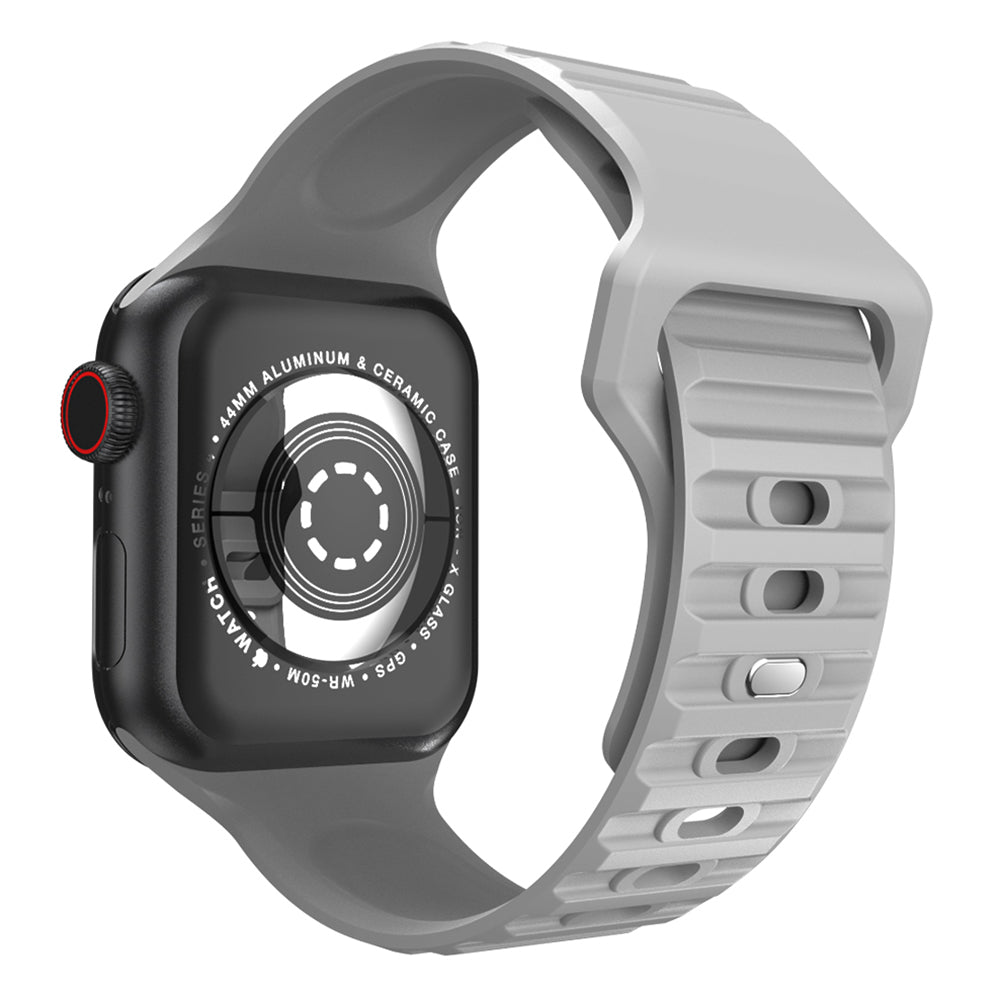 For Apple Watch Ultra 2 49mm Series 9 45mm SE (2023) 44mm Ultra 49mm 8 7 45mm 6 5 4 SE (2022) SE 44mm 3 2 1 42mm Stripe Design Silicone Wrist Band Replacement Adjustable Watch Strap