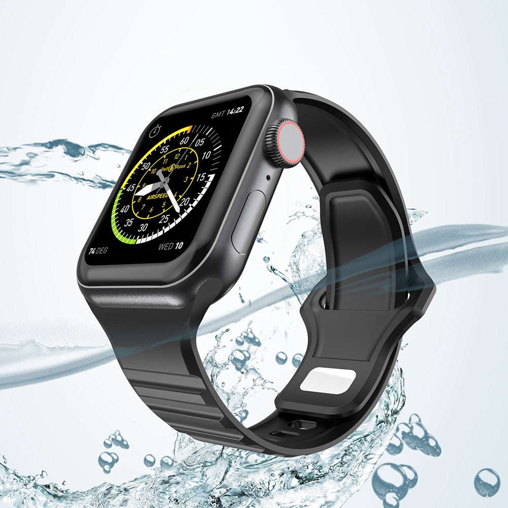 For Apple Watch Ultra 2 49mm Series 9 45mm SE (2023) 44mm Ultra 49mm 8 7 45mm 6 5 4 SE (2022) SE 44mm 3 2 1 42mm Stripe Design Silicone Wrist Band Replacement Adjustable Watch Strap