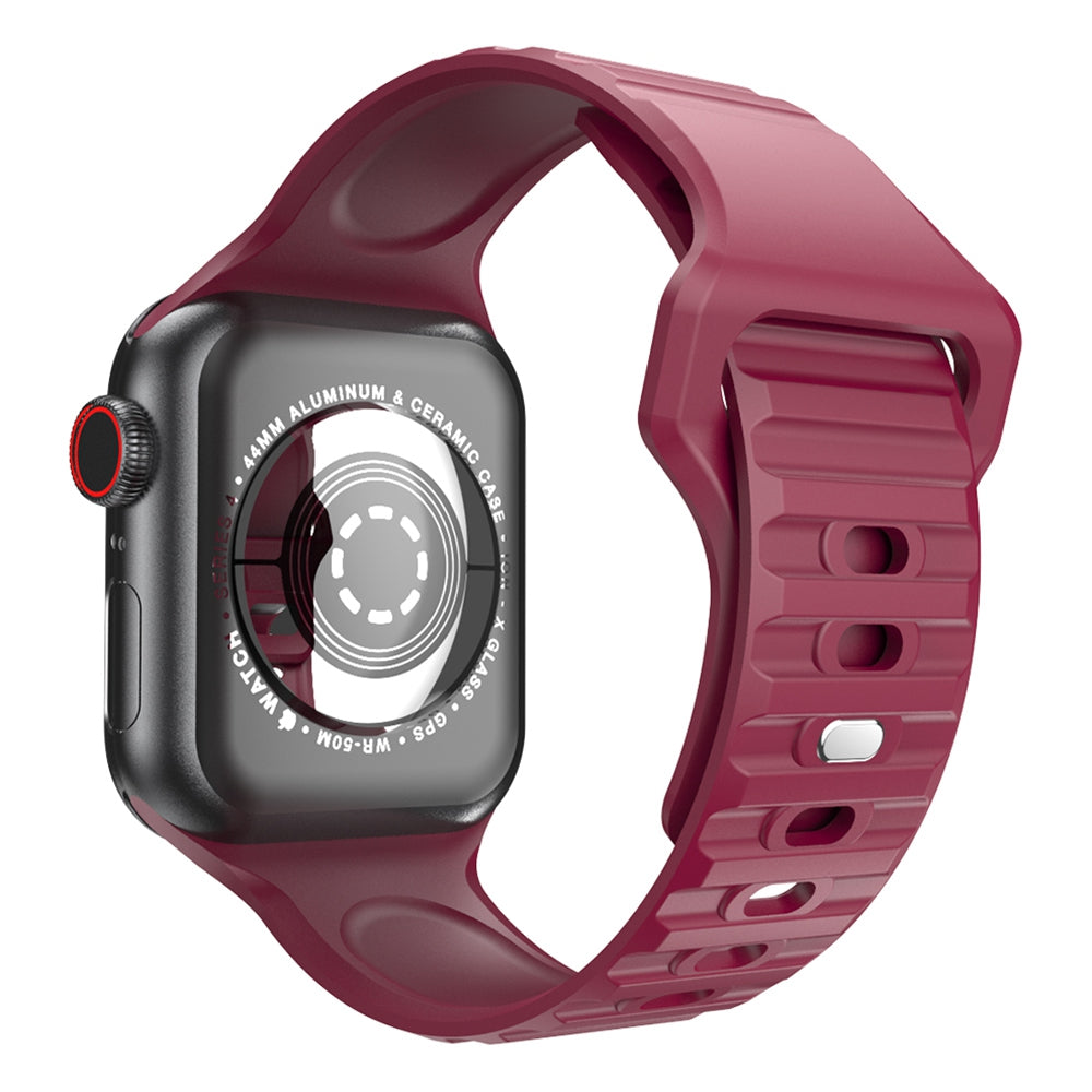 For Apple Watch Ultra 2 49mm Series 9 45mm SE (2023) 44mm Ultra 49mm 8 7 45mm 6 5 4 SE (2022) SE 44mm 3 2 1 42mm Stripe Design Silicone Wrist Band Replacement Adjustable Watch Strap