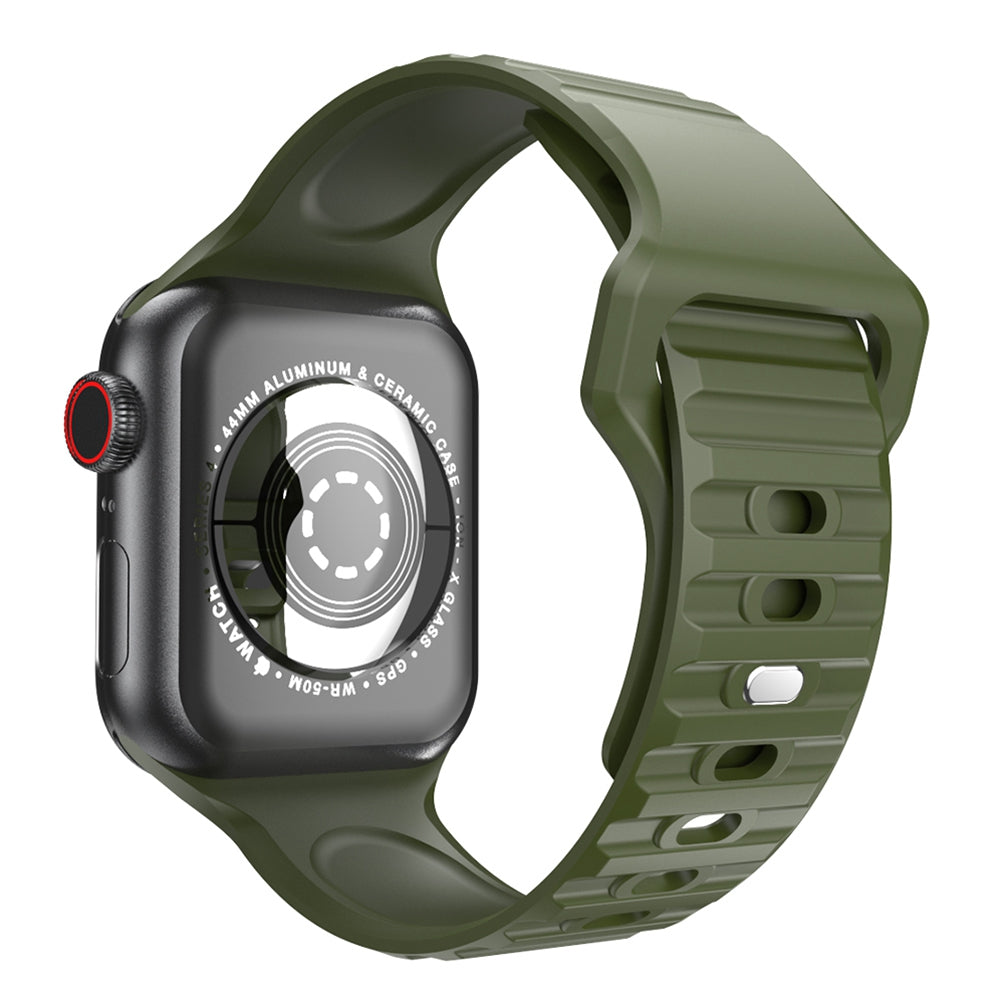For Apple Watch Ultra 2 49mm Series 9 45mm SE (2023) 44mm Ultra 49mm 8 7 45mm 6 5 4 SE (2022) SE 44mm 3 2 1 42mm Stripe Design Silicone Wrist Band Replacement Adjustable Watch Strap