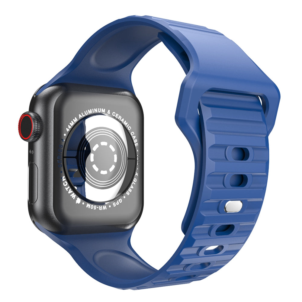 For Apple Watch Ultra 2 49mm Series 9 45mm SE (2023) 44mm Ultra 49mm 8 7 45mm 6 5 4 SE (2022) SE 44mm 3 2 1 42mm Stripe Design Silicone Wrist Band Replacement Adjustable Watch Strap