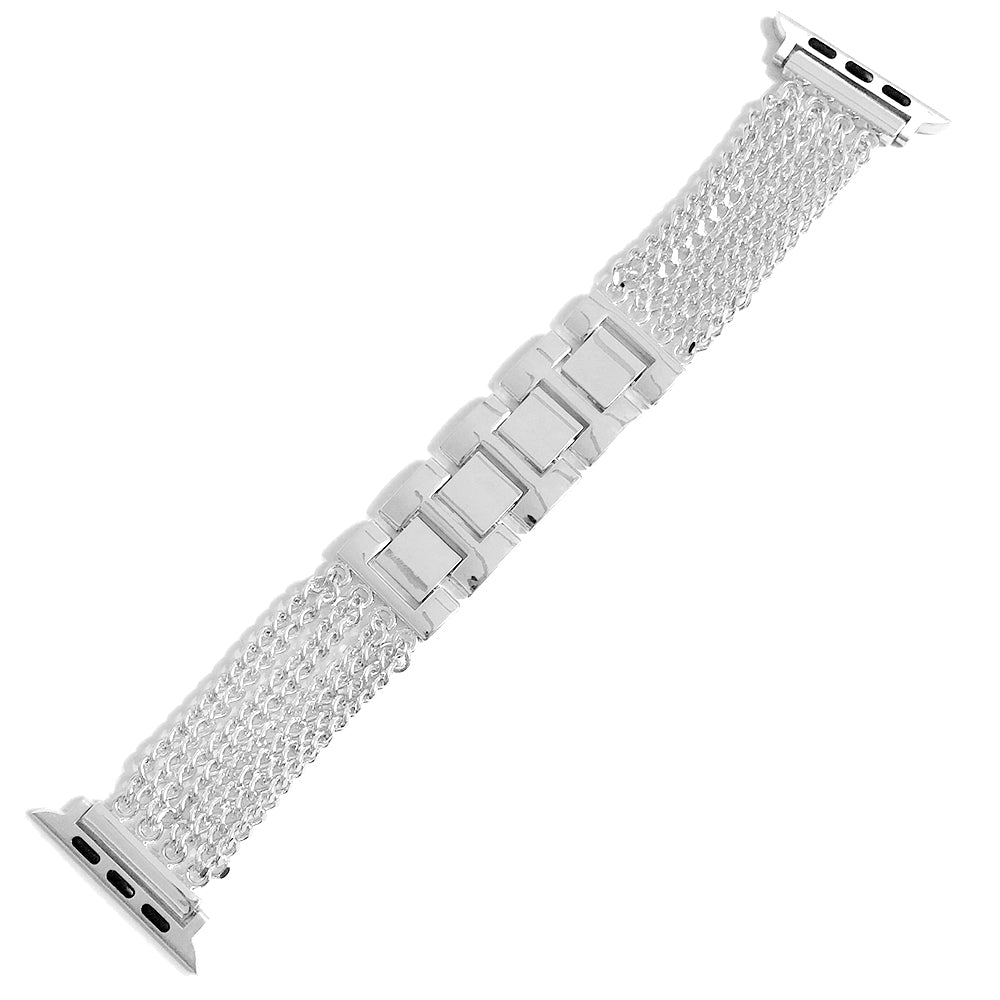 For Apple Watch Ultra 2 49mm Series 9 45mm SE (2023) 44mm Ultra 49mm 8 7 45mm 6 5 4 SE (2022) SE 44mm 3 2 1 42mm Multiple Chains Stainless Steel Watch Band Replacement Hollow-out Wrist Strap