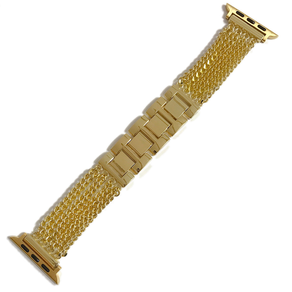 For Apple Watch Ultra 2 49mm Series 9 45mm SE (2023) 44mm Ultra 49mm 8 7 45mm 6 5 4 SE (2022) SE 44mm 3 2 1 42mm Multiple Chains Stainless Steel Watch Band Replacement Hollow-out Wrist Strap