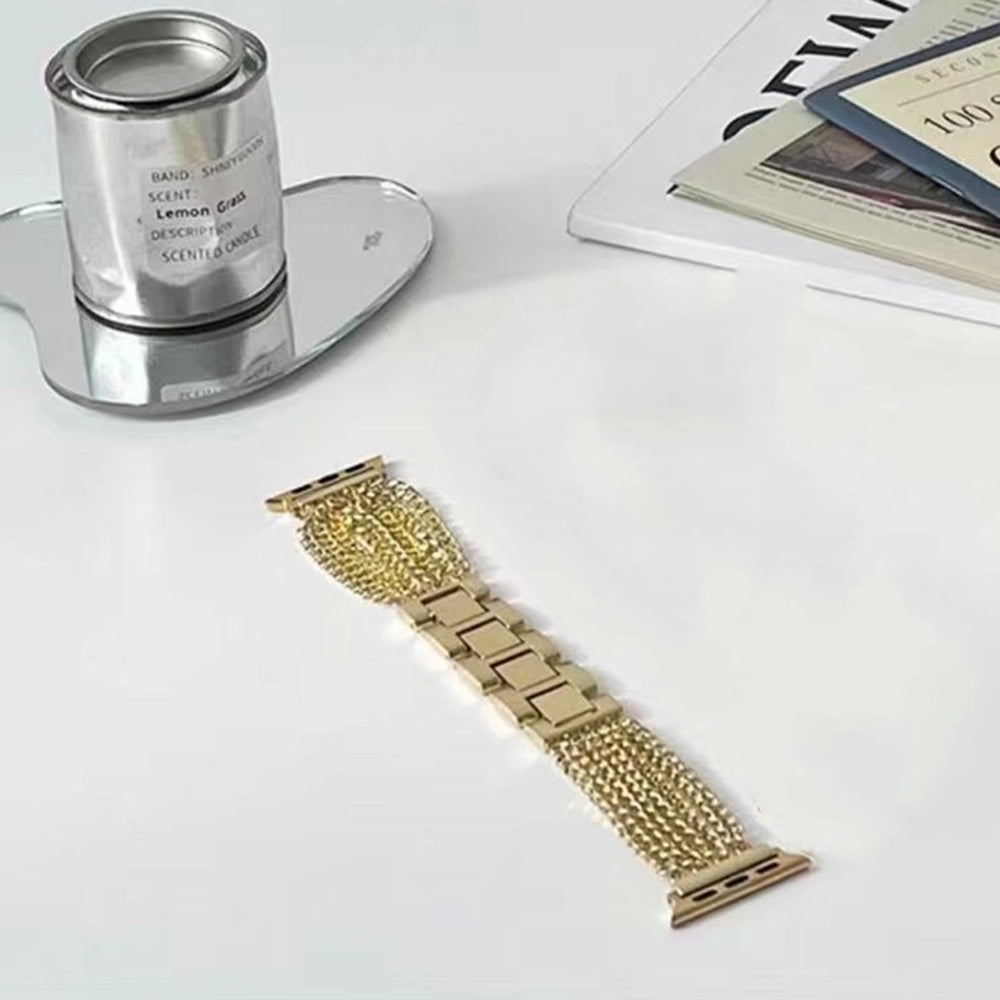 For Apple Watch Ultra 2 49mm Series 9 45mm SE (2023) 44mm Ultra 49mm 8 7 45mm 6 5 4 SE (2022) SE 44mm 3 2 1 42mm Multiple Chains Stainless Steel Watch Band Replacement Hollow-out Wrist Strap