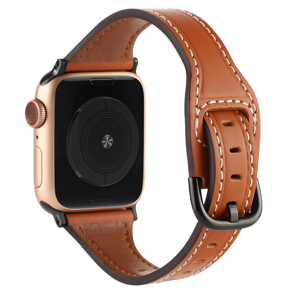 For Apple Watch Series 9 8 7 41mm 6 5 4 SE (2023) SE(2022) SE 40mm 3 2 1 38mm T-shaped Watch Strap Genuine Leather Wrist Band