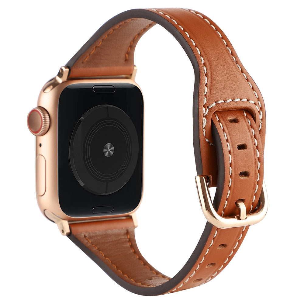 For Apple Watch Series 9 8 7 41mm 6 5 4 SE (2023) SE(2022) SE 40mm 3 2 1 38mm T-shaped Watch Strap Genuine Leather Wrist Band