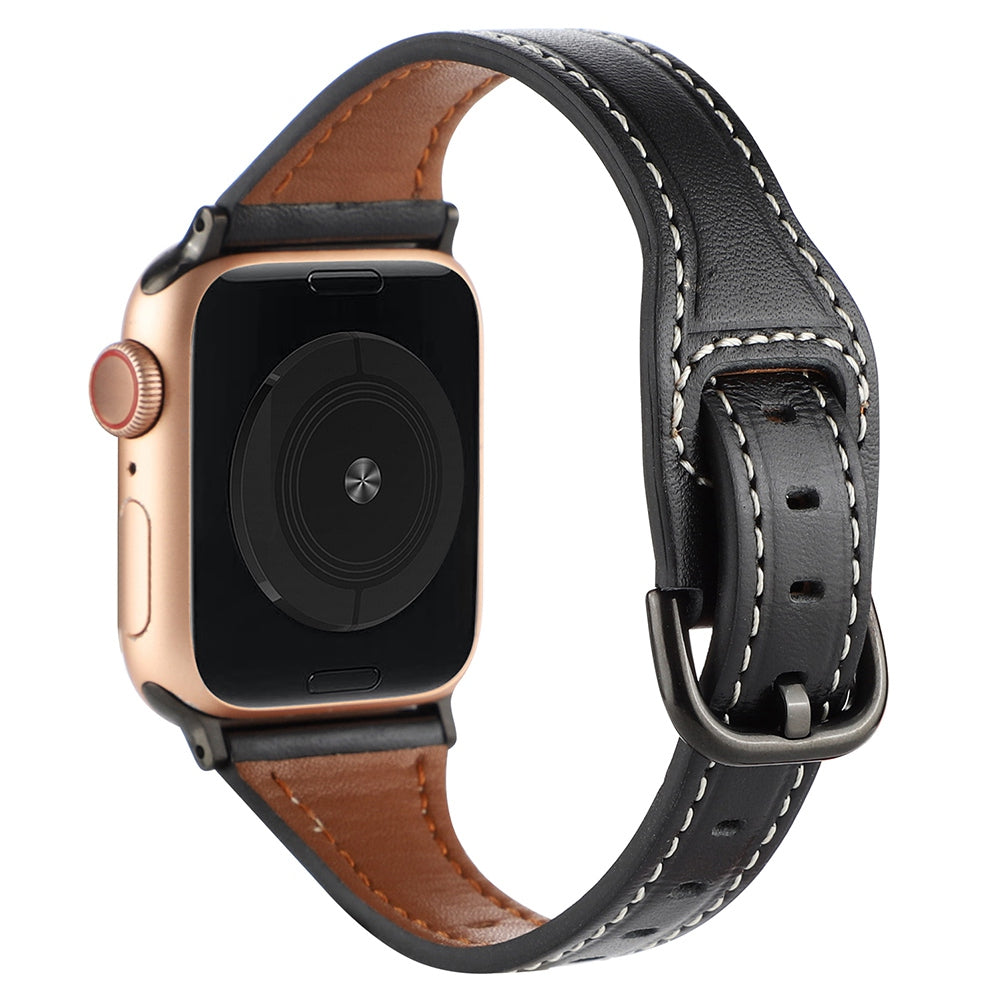 For Apple Watch Ultra 2 49mm Series 9 45mm SE (2023) 44mm Ultra 49mm 8 7 45mm 6 5 4 SE (2022) SE 44mm 3 2 1 42mm T-shaped Genuine Leather Watch Band Adjustable Wrist Strap