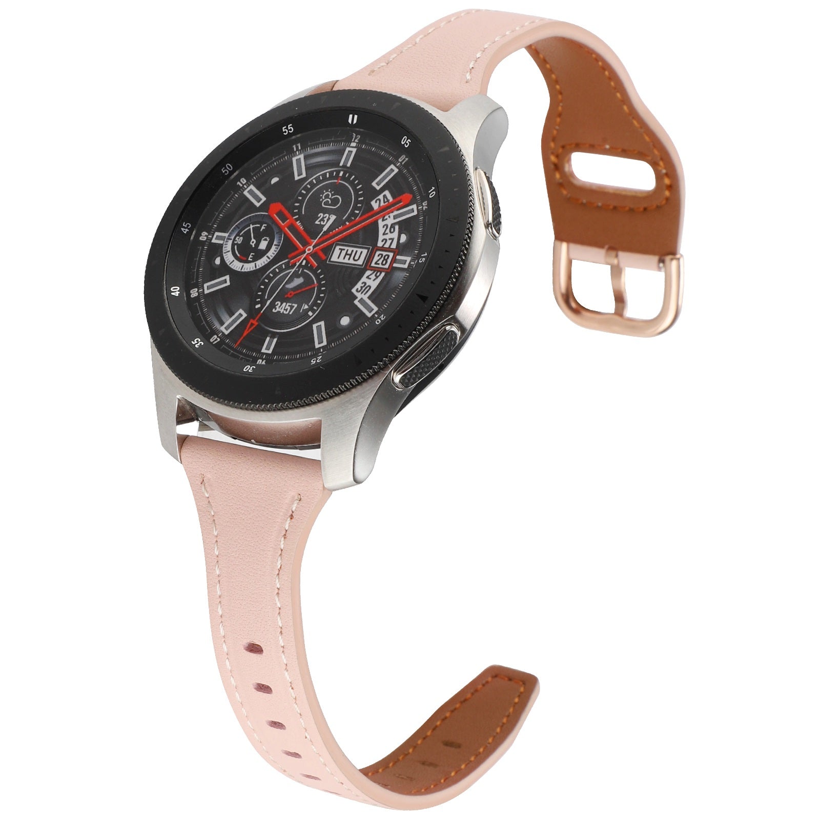 For Samsung Galaxy Watch 3 45mm Huawei Watch GT3 Pro 46mm Genuine Leather Watch Strap 22mm T-shaped Replacement Band