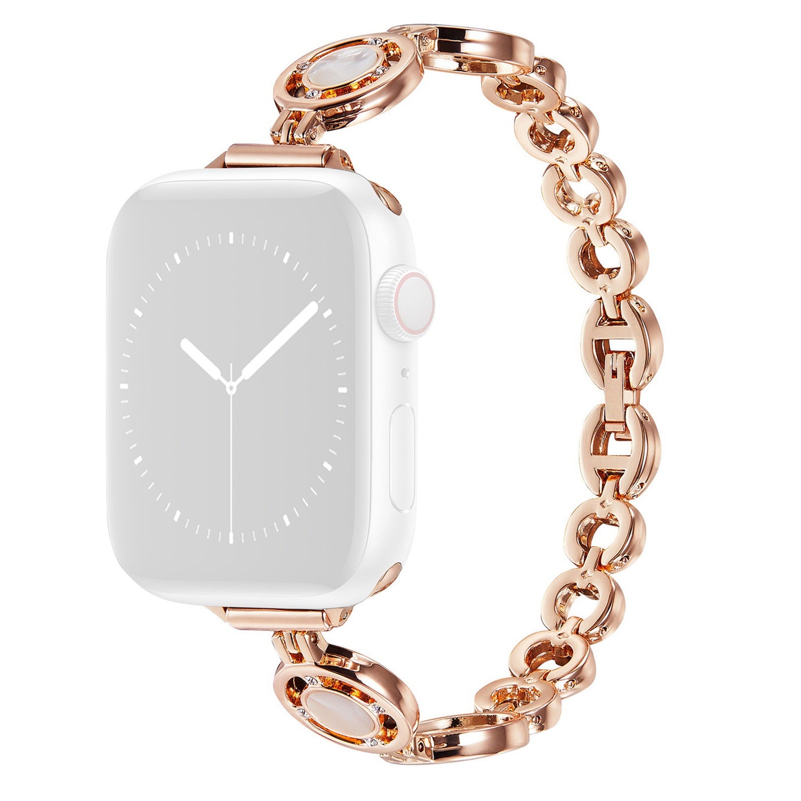 For Apple Watch Ultra 2 49mm Series 9 45mm SE (2023) 44mm Ultra 49mm 8 7 45mm 6 5 4 SE (2022) SE 44mm 3 2 1 42mm Slim Watch Band Rhinestone Decor Zinc Alloy Wrist Strap Bracelet