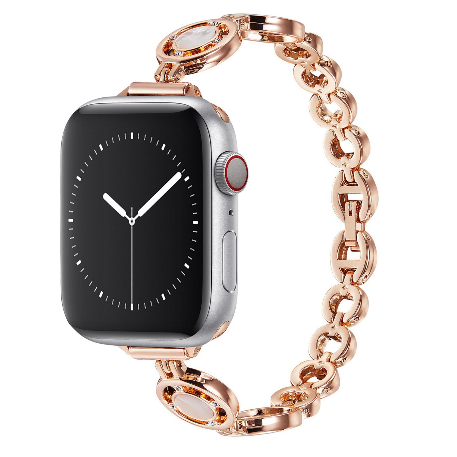 For Apple Watch Ultra 2 49mm Series 9 45mm SE (2023) 44mm Ultra 49mm 8 7 45mm 6 5 4 SE (2022) SE 44mm 3 2 1 42mm Slim Watch Band Rhinestone Decor Zinc Alloy Wrist Strap Bracelet