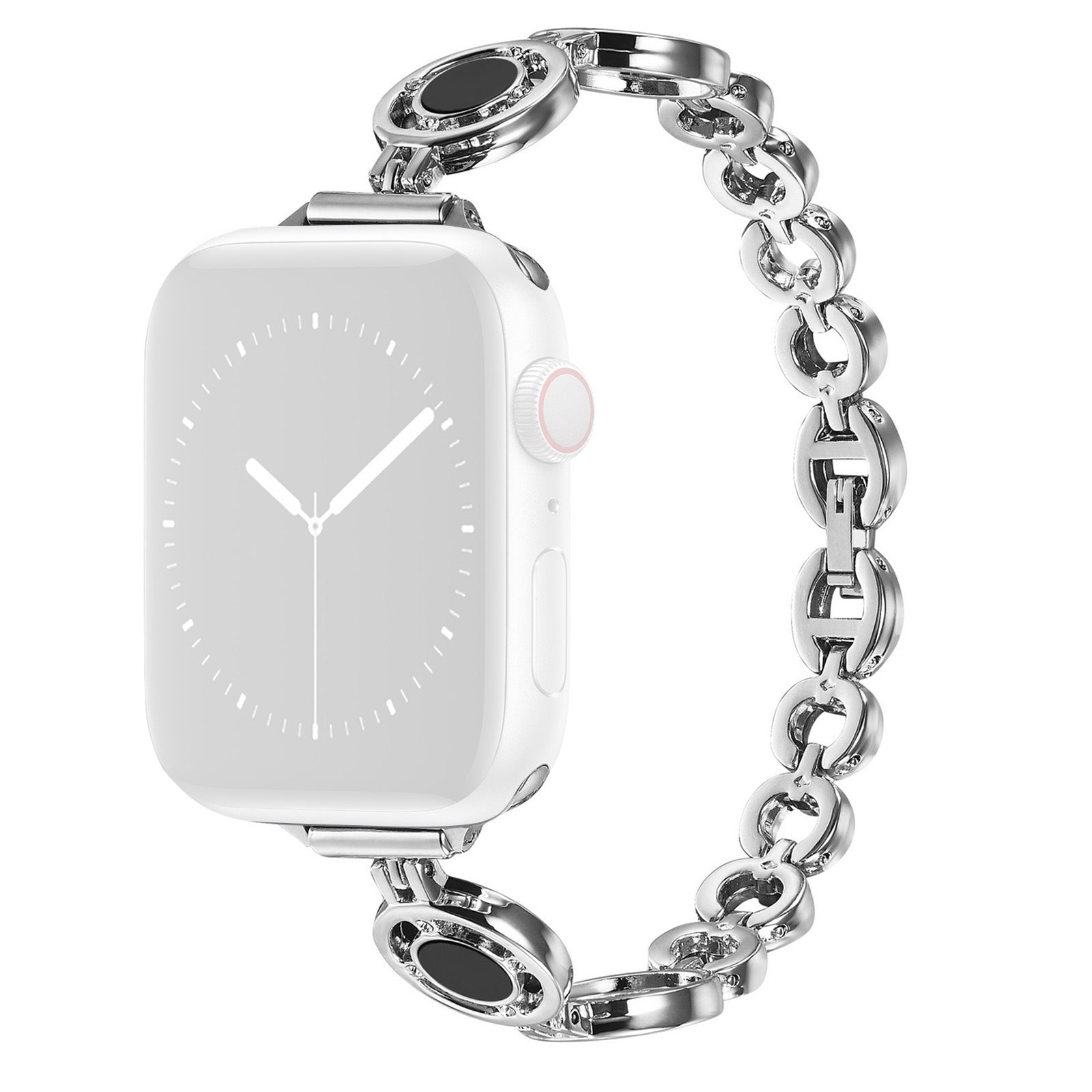 For Apple Watch Ultra 2 49mm Series 9 45mm SE (2023) 44mm Ultra 49mm 8 7 45mm 6 5 4 SE (2022) SE 44mm 3 2 1 42mm Slim Watch Band Rhinestone Decor Zinc Alloy Wrist Strap Bracelet