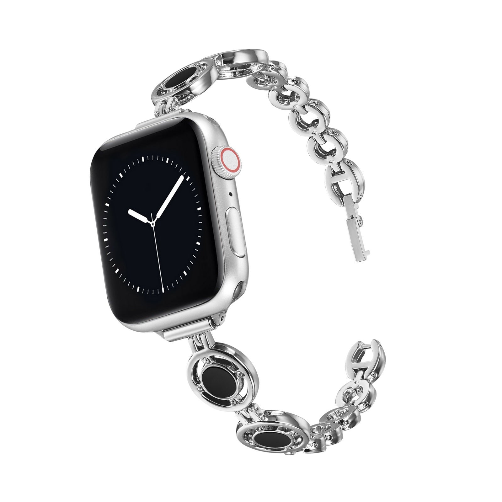 For Apple Watch Ultra 2 49mm Series 9 45mm SE (2023) 44mm Ultra 49mm 8 7 45mm 6 5 4 SE (2022) SE 44mm 3 2 1 42mm Slim Watch Band Rhinestone Decor Zinc Alloy Wrist Strap Bracelet