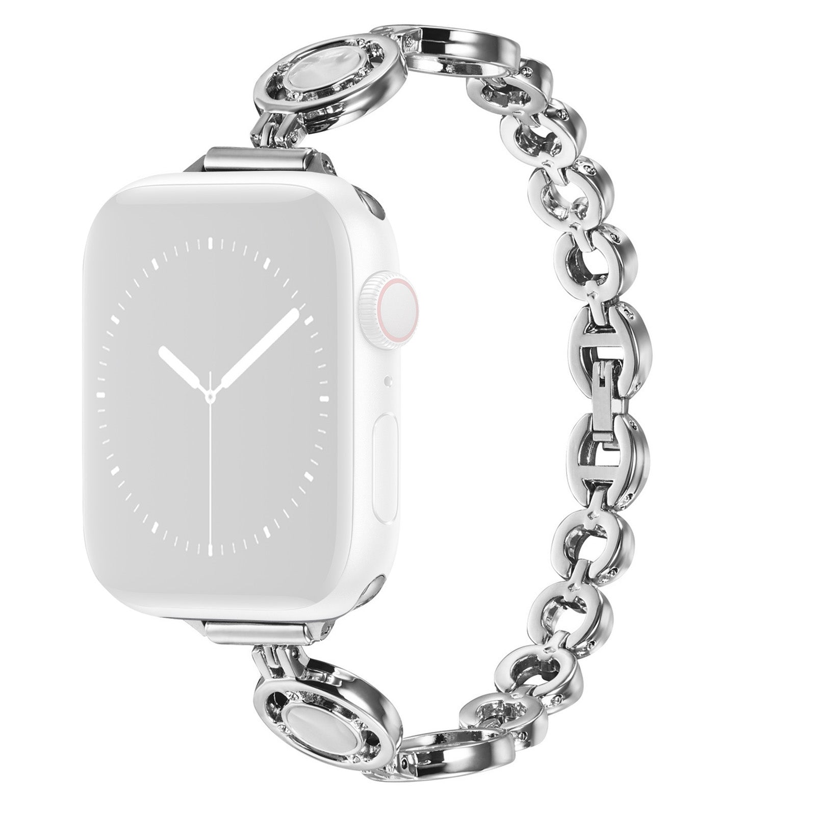For Apple Watch Ultra 2 49mm Series 9 45mm SE (2023) 44mm Ultra 49mm 8 7 45mm 6 5 4 SE (2022) SE 44mm 3 2 1 42mm Slim Watch Band Rhinestone Decor Zinc Alloy Wrist Strap Bracelet