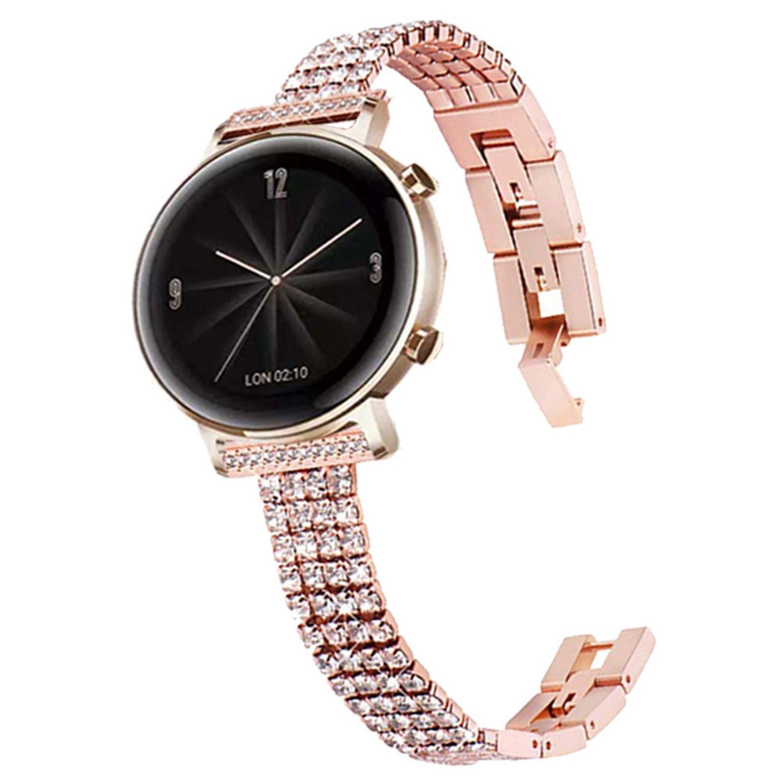For Samsung Galaxy Watch 5 40mm 44mm Watch 5 Pro 45mm Four Rows Wrist Strap Metal Rhinestone Decor Wrist Strap Watch Band